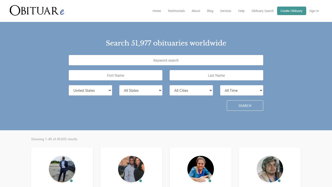 Obituaries - Search all Obituaries
